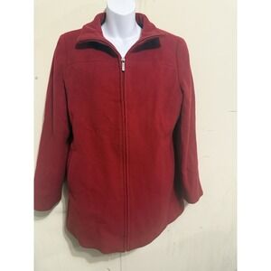 Calvin Klein Coat Womens M Red Full Zip‎ Solid Outdoors Wool & Cashmere Blend